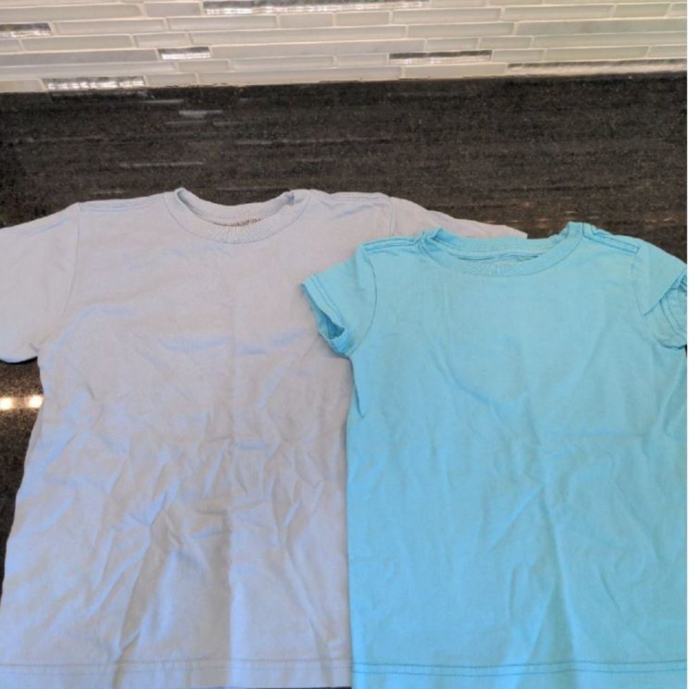 Anvil Knitware Set of 2 blue t shirts for crafting design sizes XXS 9 and 12 m
